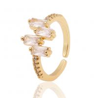 Cúbicos Circonia Micro Pave anillo de latón, metal, chapado en color dorado, Ajustable & micro arcilla de zirconia cúbica & para mujer, Vendido por UD