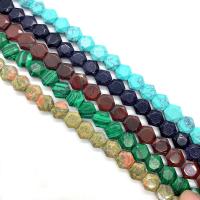 Grânulos de gemstone jóias, Pedra natural, Hexagono, DIY & materiais diferentes para a escolha & facetada, Mais cores pare escolha, 8x8x5mm, Aprox 26PCs/Strand, vendido por Strand