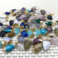 Gemstone Hängen Smycken, Natursten, med Mässing, Triangle, guldfärg pläterade, olika material för val & Unisex & fasetterad, fler färger för val, nickel, bly och kadmium gratis, 10x20mm, Säljs av PC