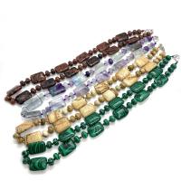 Gemstone smycken halsband, Natursten, Rektangel, olika material för val & Unisex, fler färger för val, 13x18mm, Längd Ca 14.96 inch, Säljs av PC