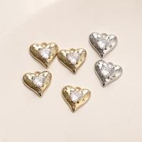 Μενταγιόν Cubic Zirconia (CZ) Brass, Ορείχαλκος, με Cubic Zirconia, Καρδιά, επιχρυσωμένο, κοσμήματα μόδας, περισσότερα χρώματα για την επιλογή, νικέλιο, μόλυβδο και κάδμιο ελεύθεροι, 13x14mm, Sold Με PC