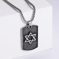 Roestvrij staal halskettingen, 304 roestvrij staal, Hexagram, mode sieraden & verschillende stijlen voor de keuze & voor de mens, meer kleuren voor de keuze, 48x29mm, Lengte 60 cm, Verkocht door PC