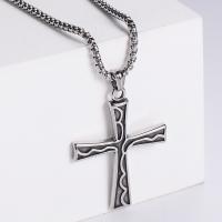 Stainless Steel Jewelry Necklace 304 Stainless Steel Cross Vacuum Ion Plating fashion jewelry & Unisex Length 60 cm Sold By PC