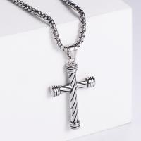 Stainless Steel Jewelry Necklace 304 Stainless Steel Cross Vacuum Ion Plating fashion jewelry & Unisex Length 60 cm Sold By PC