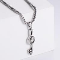 Stainless Steel smycken halsband, 304 rostfritt stål, Music Note, mode smycken & Unisex & olika stilar för val, fler färger för val, 28x28mm, Längd 60 cm, Säljs av PC