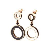 Titanium Aço Brinco, Partículas de aço, rosa real com banho de cor, para mulher, rosa dourado, 13mm,7mm, vendido por par