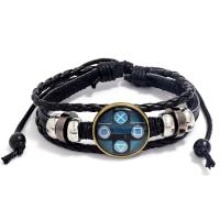 PU Cord Armbånd, med Zinc Alloy, Unisex, sort, Længde 6.69 inch, Solgt af PC