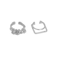 Sinc Alloy Ring Set, dath airgid plated, 2 phíosa & inchoigeartaithe & do bhean, nicil, luaidhe & caidmiam saor in aisce, Méid:6-8, Díolta De réir Socraigh