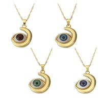 Messing halskettingen, met Plastic, oog, gold plated, voor vrouw, meer kleuren voor de keuze, 23x24x7mm, Lengte Ca 18 inch, Verkocht door PC