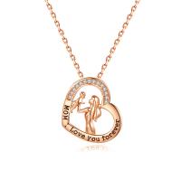 Zinc Alloy Necklace Heart plated Mother Day Jewelry & micro pave cubic zirconia & for woman & hollow Length Approx 15.74 Inch Sold By PC