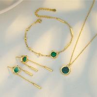 Collier de bijoux en alliage de zinc, avec Malachite, Placage, styles différents pour le choix & pavé de micro zircon & pour femme, plus de couleurs à choisir, Vendu par PC