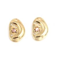 Cubic Zirconia (CZ) Brass Hängen, Mässing, med Cubic Zirconia, Unisex, gyllene, nickel, bly och kadmium gratis, 18x11x3mm, Säljs av PC