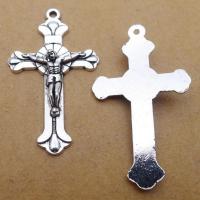 Zinklegierung Kreuz Anhänger, Jesus Kreuz, silberfarben plattiert, Modeschmuck, Silberfarbe, frei von Nickel, Blei & Kadmium, 39x22mm, 100PCs/Tasche, verkauft von Tasche