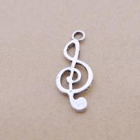 Zinc Alloy Pendler, Music Note, sølvfarvet forgyldt, mode smykker, sølv, nikkel, bly & cadmium fri, 25x10mm, 300pc'er/Bag, Solgt af Bag