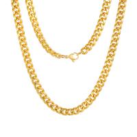 Collier d'acier titane, bijoux de mode & pour homme, Or, 7mm, Longueur Environ 21.7 pouce, Vendu par PC