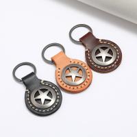 Sleutelhanger, PU, met Ijzer & Zinc Alloy, voor de mens, meer kleuren voor de keuze, 82x44mm, Verkocht door PC