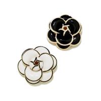 emalje broche, Zinc Alloy, med Plastic Pearl, Flower, guldfarve belagt, forskellige stilarter for valg & for kvinde, flere farver til valg, 50x50mm, Solgt af PC