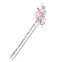 De Stok van het haar, Zinc Alloy, met Zoetwater Parel, Plum Blossom, silver plated, voor vrouw, meer kleuren voor de keuze, 156mm, Verkocht door PC