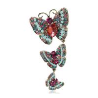 Rhinestone Broche, Zinc Alloy, Butterfly, hånd tegning, Unisex & med rhinestone, flere farver til valg, 52x110mm, Solgt af PC