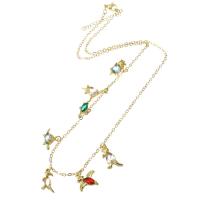 Cubic Zircon Micro Pave Brass Necklace Dinosaur gold color plated micro pave cubic zirconia & for woman multi-colored Length Approx 19 Inch Sold By PC