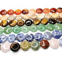 Gemstone Jewelry Beads Natural Stone Flat Round DIY Approx Sold By Strand