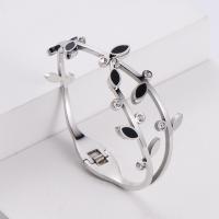 316 Stainless Steel Bangle, Donut, mode smykker & for kvinde & med rhinestone, flere farver til valg, 56x50mm, Solgt af PC