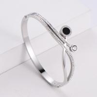 316 Stainless Steel Bangle, Donut, mode smykker & for kvinde & med rhinestone, flere farver til valg, 59x51x0.50mm, Solgt af PC