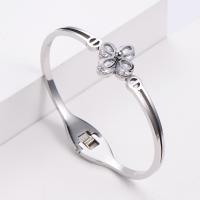 316 Stainless Steel Cuff Bangle, Donut, mode smykker & for kvinde & med rhinestone, flere farver til valg, 57x48mm, Solgt af PC