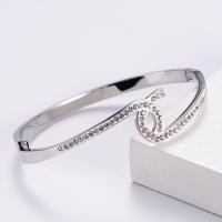 316 Stainless Steel Cuff Bangle, Donut, mode smykker & for kvinde & med rhinestone, flere farver til valg, 50x55mm, Solgt af PC