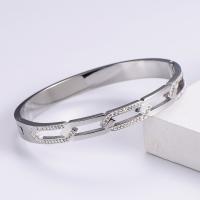 316 Stainless Steel Bangle, Donut, mode smykker & for kvinde & med rhinestone, flere farver til valg, 55x45mm, Solgt af PC