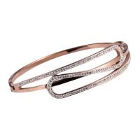 316 Stainless Steel Bangle, Donut, mode smykker & for kvinde & med rhinestone, flere farver til valg, 55x50mm, Solgt af PC