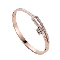 316 Stainless Steel Bangle Donut Vacuum Ion Plating fashion jewelry & for woman & with rhinestone Sold By PC