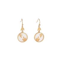 Gemstone Oorbellen, Messing, met Jade, gold plated, voor vrouw, 32mm, Verkocht door pair