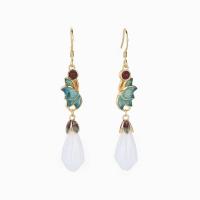 Gemstone Earrings, cobre, with misto de pedras semi-preciosas, cromado de cor dourada, Esmalte de esmalte pintado à mão & para mulher, 55mm, vendido por par