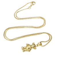 Collier en laiton, ours, Placage de couleur d'or, pour femme, 10.50x19x3.50mm, Longueur Environ 17.5 pouce, Vendu par PC