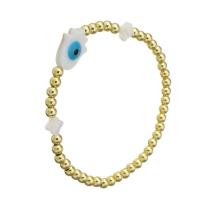 metal Pulsera, con Nácar, chapado en color dorado, para mujer & esmalte, Blanco, longitud aproximado 6.4 Inch, Vendido por UD