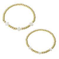 Messing Armband, met Hars, gold plated, verschillende grootte voor keus & voor vrouw, wit, 13x15x4mm, Verkocht door PC