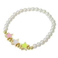 Perlas plásticas Pulsera, con metal, chapado en color dorado, para mujer & esmalte, multicolor, longitud aproximado 6.8 Inch, Vendido por UD