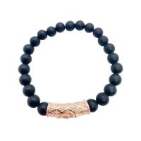 Edelsteen armbanden, Abrazine Stone, met Messing, Ronde, plated, uniseks & micro pave zirconia, gemengde kleuren, 8mm, Lengte Ca 7.48 inch, Verkocht door PC