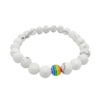 Magnésite bracelet, Rond, unisexe, blanc, 8mm, Longueur Environ 7.48 pouce, Vendu par PC