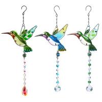 Ornements suspendus, cristal, avec fer, oiseau, Placage, facettes, plus de couleurs à choisir, 450mm, Vendu par PC