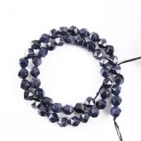 Blue Goldstone Beads, Blauwe zandsteen, met Goldstone, Ronde, gepolijst, Gesneden ster & DIY, wit, 8mm, Per verkocht Ca 14.96 inch Strand