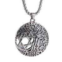 Nerezová ocel šperky náhrdelník, 304 Stainless Steel, Tree of Life, módní šperky & unisex & různé styly pro výběr, Původní barva, 38x38mm, Délka 60 cm, Prodáno By PC