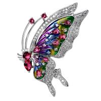 Cubic Zirconia Broche, metal, Mariposa, chapado en platina real, Joyería & micro arcilla de zirconia cúbica & para mujer, libre de níquel, plomo & cadmio, 57x42mm, Vendido por UD