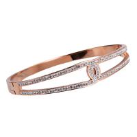 Stainless Steel Bangle 316 Stainless Steel Round Vacuum Ion Plating fashion jewelry & for woman & with rhinestone Sold By PC