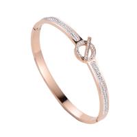 Stainless Steel Bangle 316 Stainless Steel Round Vacuum Ion Plating fashion jewelry & for woman & with rhinestone Sold By PC