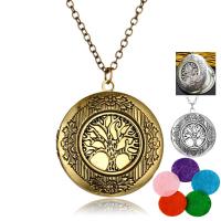 Parfum medaillon HALSKETTING, Zinc Alloy, Tree of Life, plated, ovale keten & voor vrouw, meer kleuren voor de keuze, nikkel, lood en cadmium vrij, 27x27mm, Lengte Ca 23.6 inch, Verkocht door PC