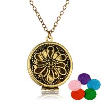 Perfume Locket Necklace Zinc Alloy Flower plated oval chain & for woman & hollow nickel lead & cadmium free Length Approx 23.6 Inch Sold By PC