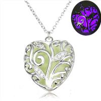 luminated Ketting, Zinc Alloy, Hart, silver plated, ovale keten & voor vrouw & hol, meer kleuren voor de keuze, nikkel, lood en cadmium vrij, 25x26mm, Lengte Ca 17.7 inch, Verkocht door PC