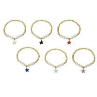 Perlas plásticas Pulsera, con metal, chapado en color dorado, para mujer & esmalte, más colores para la opción, longitud aproximado 6.6 Inch, Vendido por UD